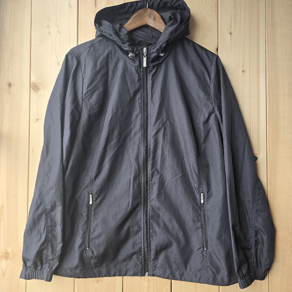 Northern Reflections Packaway Black Spring Lightweight Jacket Womens Large